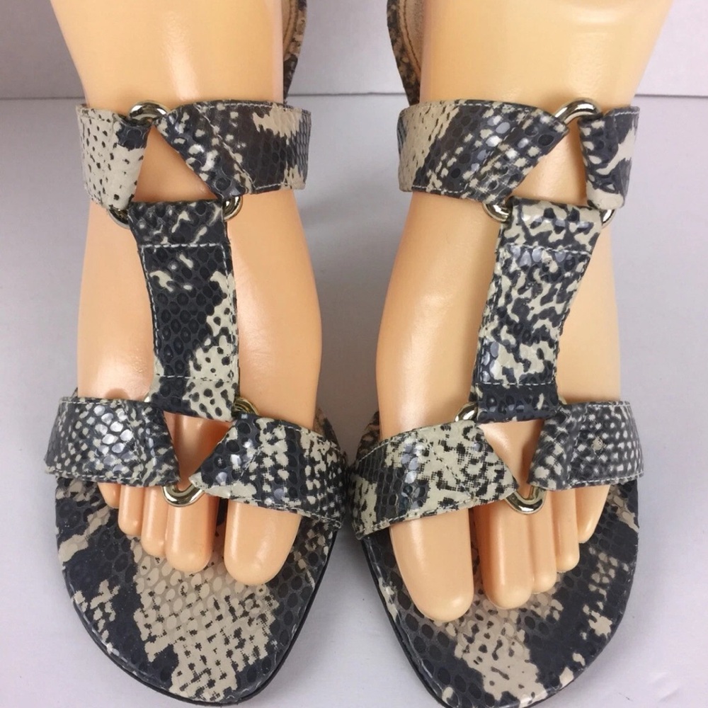 ANTONIO MELANI Black and Cream Snakeskin Sandals